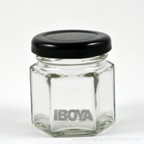 45ml Mini/Small Hexagon Glass Honey/Jam Jars